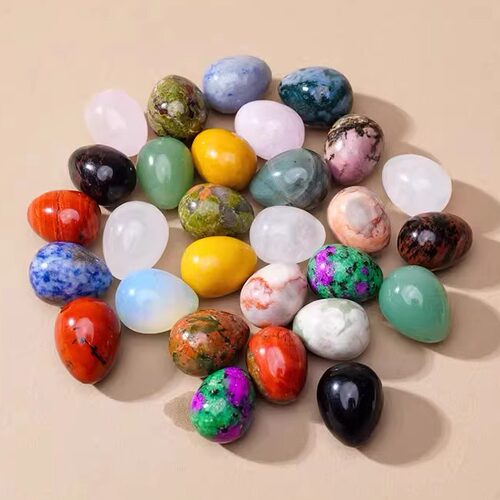 水晶原石鸡蛋摆件diy吊坠饰品