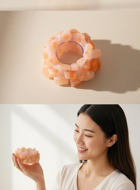 橙盐晶石玫瑰扩香烛台摆件