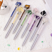 签字笔天然水晶原石碎石商务圆珠笔金属办公文具创意子弹头圆珠笔