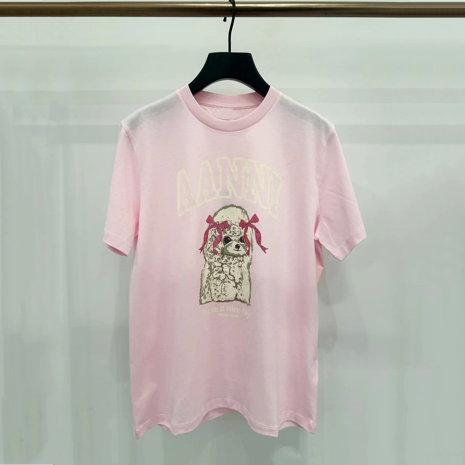 贵宾犬印花宽松休闲短袖T恤上衣