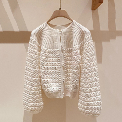 复古宫廷风时尚镂空编织针织外套