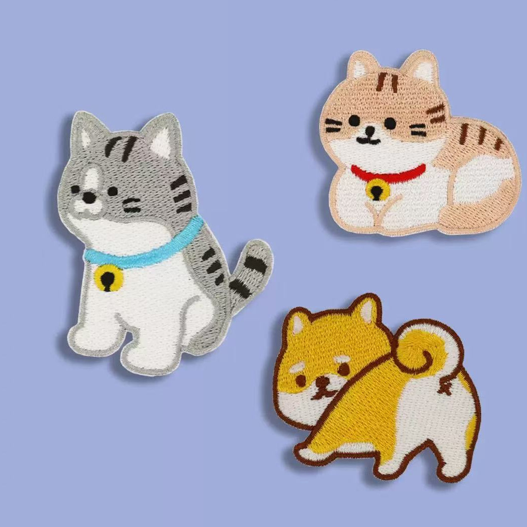 自粘贴】韩国artbox 可爱卡通刺绣小猫小狗衣服装饰贴布贴花比熊
