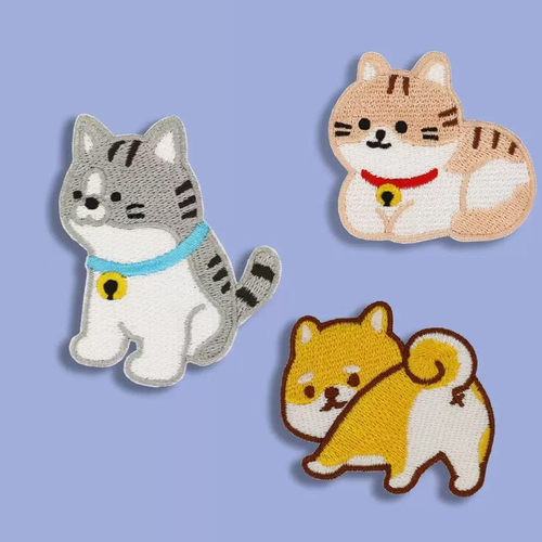 自粘贴】韩国artbox 可爱卡通刺绣小猫小狗衣服装饰贴布贴花比熊