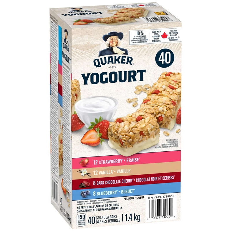 加拿大发货 Quaker桂格水果酸奶谷物棒加拿大进口燕麦条棒能量棒