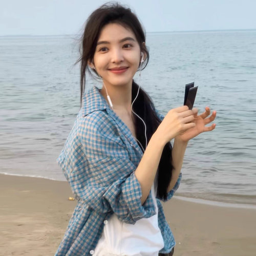 章若楠同款！宽松格子衬衫女