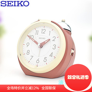 seiko精工儿童扫秒静音卧室床头夜光贪睡渐强音学生闹钟QHK054R