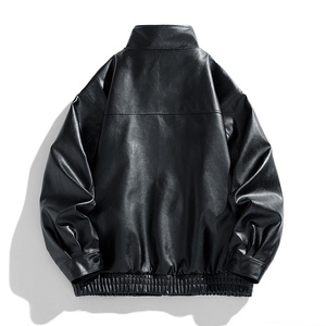 跨境外贸男装皮夹克新拼接男士夹克pu外套机车服皮衣男PY2488P75