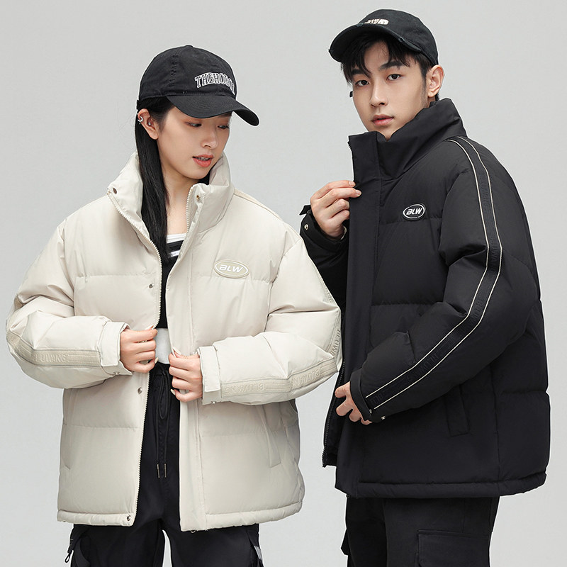 连帽中长款羽绒服男女同款港风潮流大码情侣上衣外套YR2316P170,男装羽绒服,星座1410（原1902A）