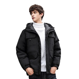 跨境标80%白鸭绒男式羽绒服男短款韩工装情侣羽绒服 YR7583P140图片