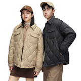 冬季羽绒服男女情侣短款菱形格衬衫领夹克加厚保暖外套YR2310P160，男装夹克，星座1410（原1902A）