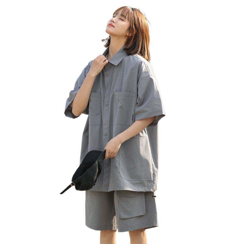 2026新套装男女同款夏季潮牌休闲百搭长城格短袖衬衫套装C69P75,男装衬衫,星座1410（原1902A）