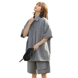 2026新套装男女同款夏季潮牌休闲百搭长城格短袖衬衫套装C69P75，男装衬衫，星座1410（原1902A）