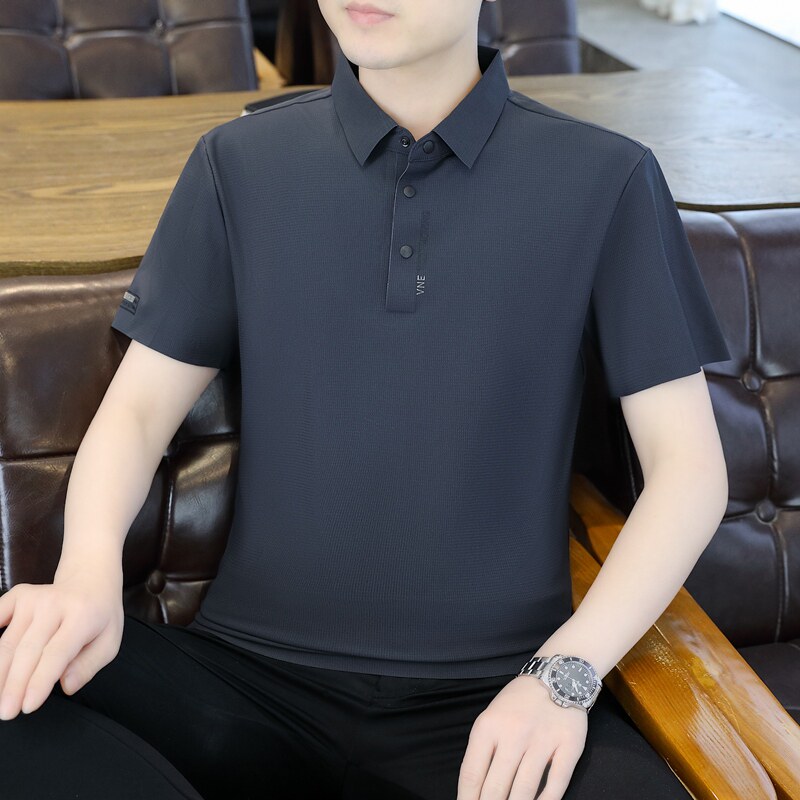 夏季POLO衫冰丝无痕商务休闲精致格薄款简约上衣T恤衫 PL2661P45图片