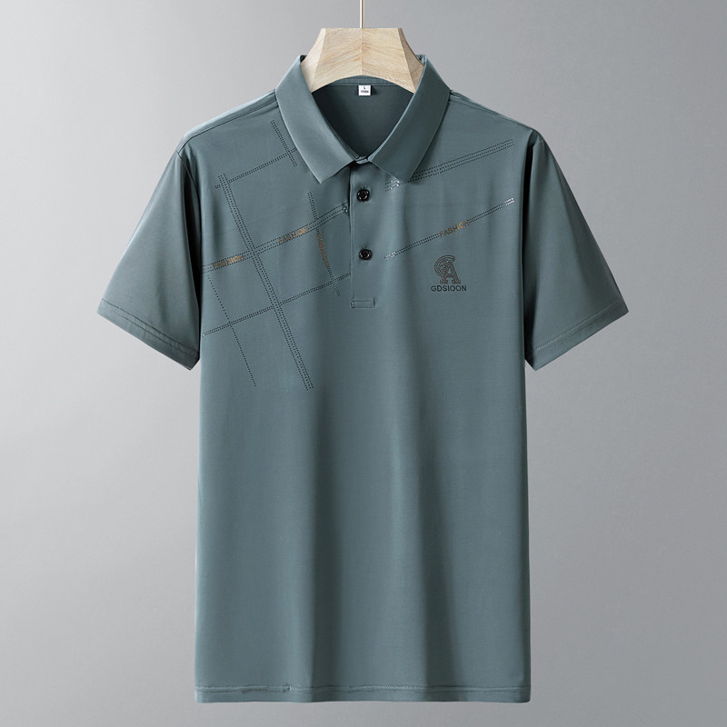 中老年夏季新款冰丝POLO衫男短袖爸爸装翻领短袖T恤PL7705P35,男装Polo衫,星座1410（原1902A）