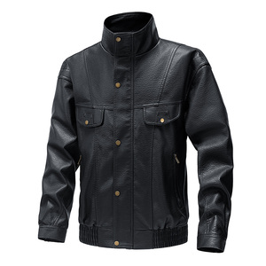 跨境美式复古加绒皮衣机车服防风男士外套春秋皮夹克男 PY907P95图片
