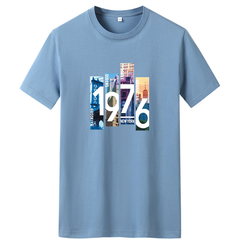 夏季男士短袖t恤潮流潮牌宽松纯棉衣服2021新款DT4002-1976-P15,男装T恤,星座1410（原1902A）