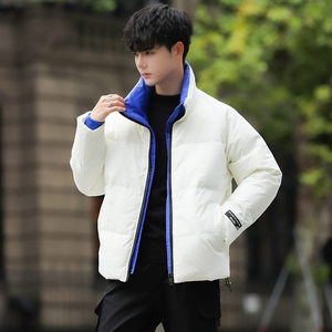 冬季羽绒服男21年外套短款男情侣装加厚潮流拼接休闲 YR9853图片