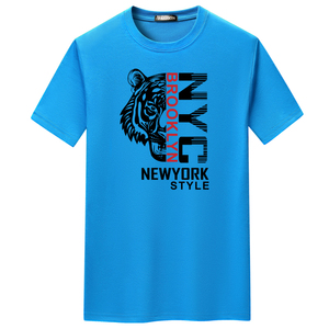 夏季男士短袖t恤青春宽松CVC60%棉新款男装DT3568-半面虎NYC-P15图片