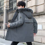 90绒2024冬季青年中长款羽绒服男加厚保暖连帽毛领外套YR9868P150，男装羽绒服，星座1410（原1902A）