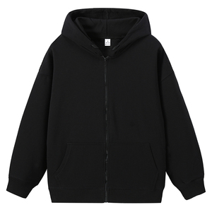 开衫卫衣350克大毛圈45棉 纯色宽松连帽卫衣情侣装校服WY8006-P42图片