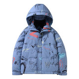 冬印花羽绒服男加厚保暖貉子毛连帽外套情侣涂鸦面包服YR203P130，男装羽绒服，星座1902A（原星座1216）
