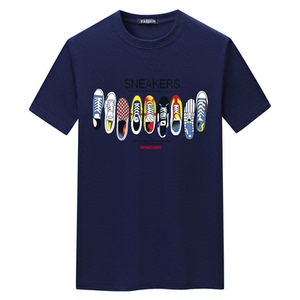 夏季男短袖t恤潮流宽松CVC60%棉衣服新款男装DT3114-一排鞋子-P15图片
