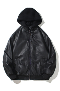 跨境外贸男士外套春秋皮衣飞行夹克男装PU皮机车服皮衣PY906-1P90图片