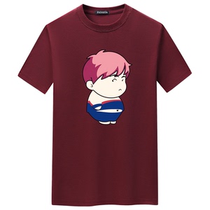 夏季短袖t恤潮流宽松CVC60%棉衣服新款男装DT3857-粉发小胖-P15图片
