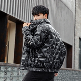 羽绒服男士2024新款秋冬季帅男士亮面印花立领男装外套YR8027P95，男装羽绒服，星座1902A（原星座1216）