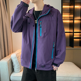 春秋新款男女中性机能口袋连帽防水冲锋潮流休闲夹克JK2512P78，男装夹克，星座1410（原1902A）