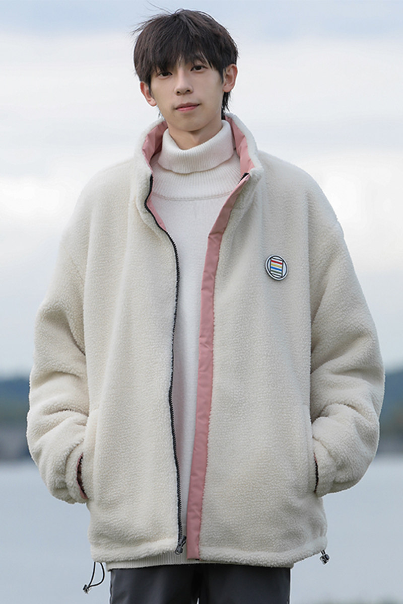 新款冬季双面穿羊羔绒棉衣情侣韩系oversize潮棉服外套MY2477P80,男装棉衣,星座1410（原1902A）