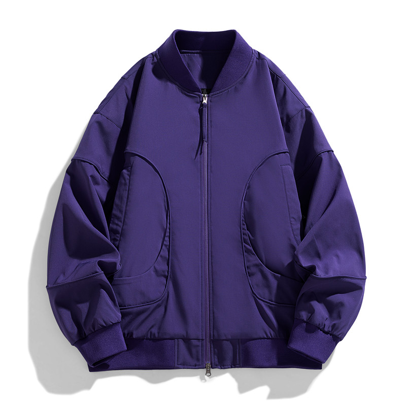 夹克外套男春秋纯色棒球领冲锋上衣痞帅高级感休闲运动服JK218P70,男装夹克,星座1410（原1902A）
