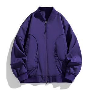 夹克外套男春秋纯色棒球领冲锋上衣痞帅高级感休闲运动服JK218P70图片