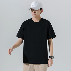 2024夏季100纯棉短袖T恤男士圆领高品质12色M-6XL DT2001-纯色P15图片