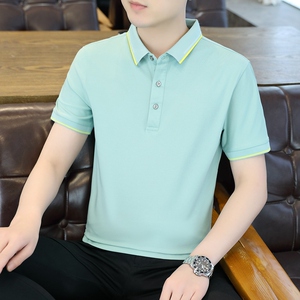 男POLO衫春夏季纯色简约公版商务短袖棉质上衣T恤衫二开PL3398P40图片