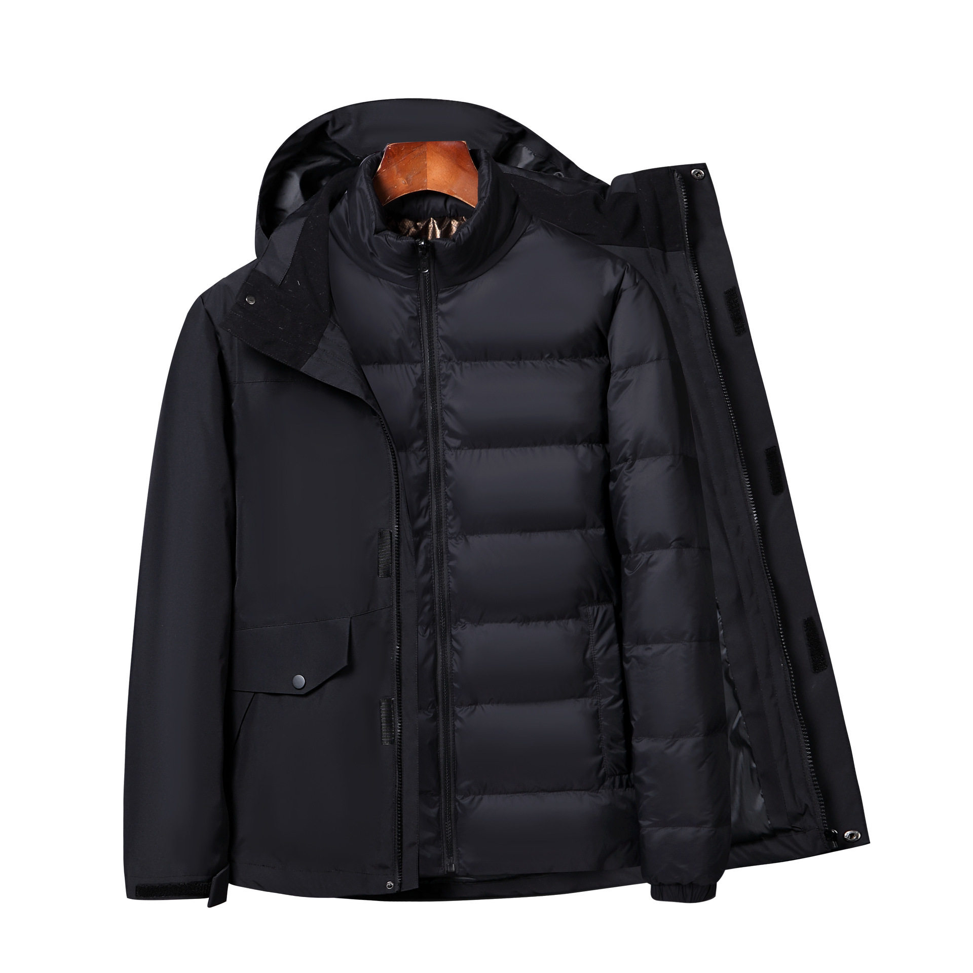 户外冲锋衣三合一90白鹅绒羽绒服拆卸内胆登山滑雪服男YR7506P240,男装羽绒服,星座1410（原1902A）