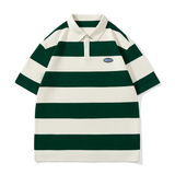 男夏季宽松服潮牌条纹港风双珠地棉短袖T恤翻领POLO衫PL2361P40，男装Polo衫，星座1410（原1902A）