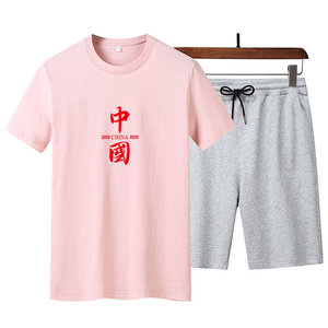 2021男士套装夏男士短袖t恤潮流韩版二件套TZ4896套装P35图片