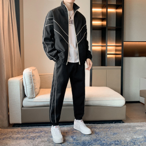 男士休闲套装春秋季潮牌ins学生青少年宽松两件套运动服TZ537P100图片
