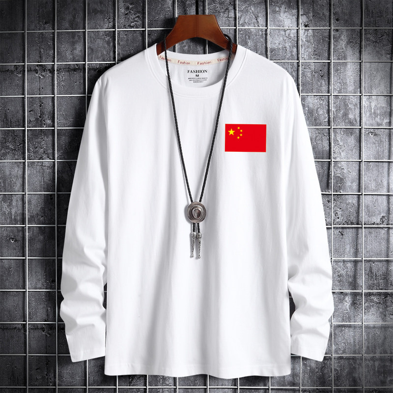 20春新款韩版男士大码纯棉圆领长袖T恤男装潮CT6109-小标旗-P18图片
