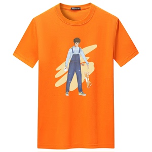 夏季短袖t恤青春宽松CVC60%棉衣服新款男装DT3352-背带裤男孩-P15图片