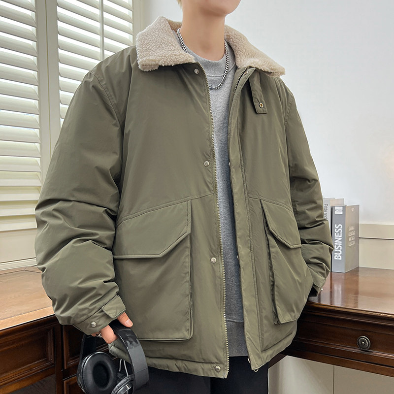 冬装新款工装潮牌羽绒服男短款白鸭绒港风加厚保暖大衣YR1308P110图片