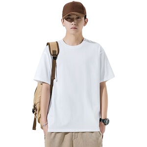 2024夏季100纯棉短袖T恤男士圆领高品质12色M-6XL DT2001-纯色P15图片