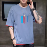 新款韩宽松短袖t恤男士半袖纯棉加肥假两件T恤DT1005-OOL-P20，男装T恤，星座1410（原1902A）