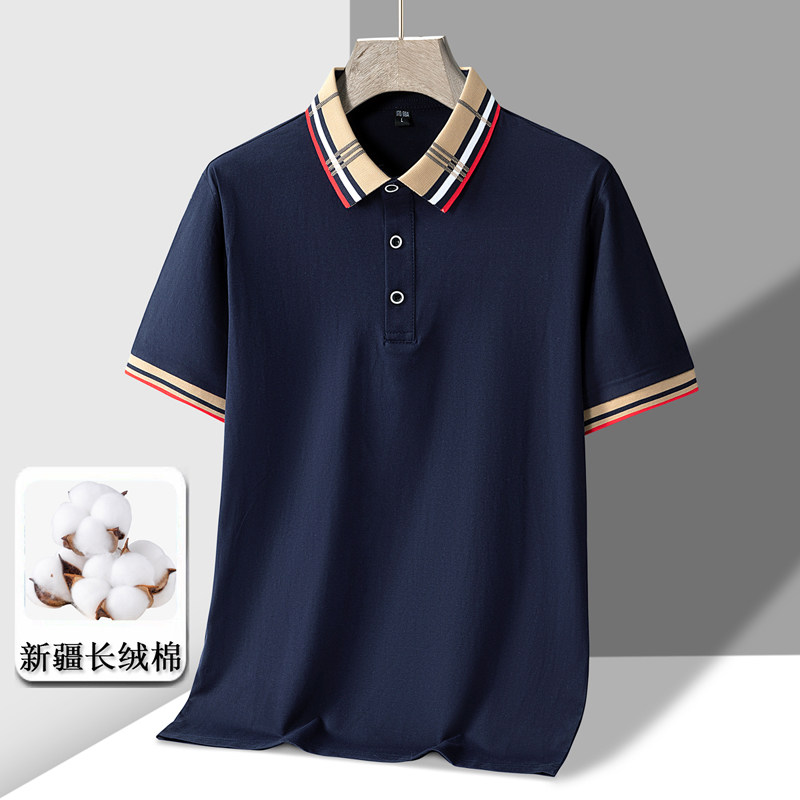 新款纯棉短袖POLO衫男百搭休闲纯色翻领T恤冰瓷棉PL316P30,男装Polo衫,星座1410（原1902A）