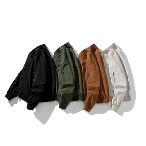 春秋季飞行服外套男美式复古宽松棒球领拼罗纹女飞行服夹克J88P67图片