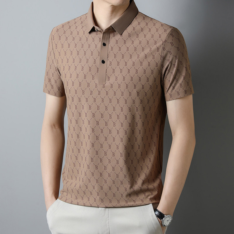 新款B字母短袖polo衫男士翻领速干冰丝无痕短袖PL9999P38，男装Polo衫，星座1410（原1902A）