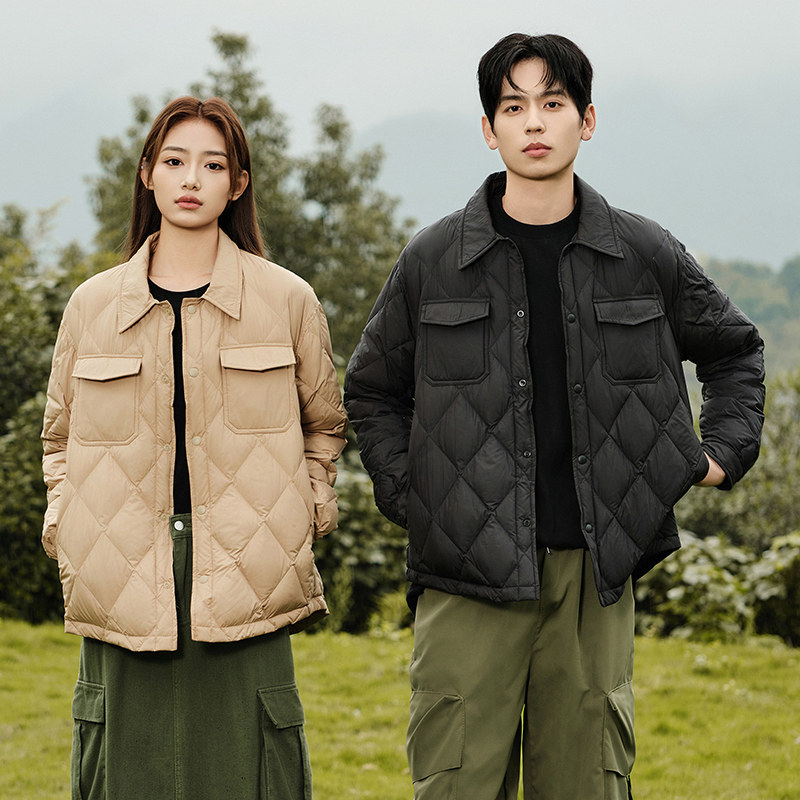 2024羽绒服男女同款宽短款翻领情侣上衣外套90%白鸭绒YR2310P160,男装羽绒服,星座1410（原1902A）