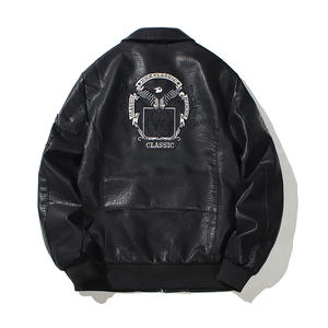 跨境外贸男士外套春秋皮衣飞行夹克男装PU皮机车服皮衣 PY616P106图片