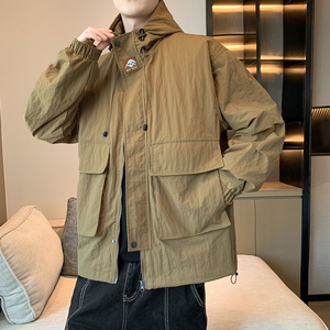 休闲山系户外冲锋衣夹克男防水工装风连帽风衣夹克男女外套J93P50图片